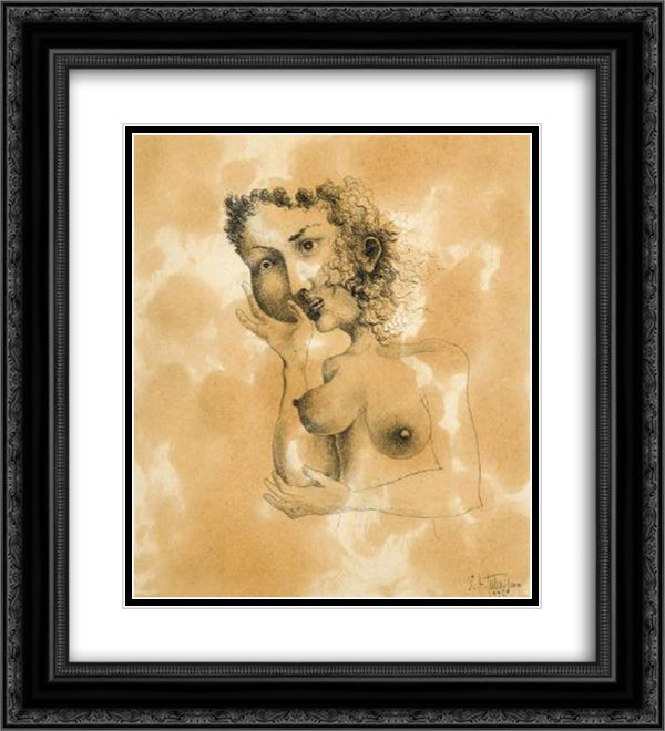 Femme aux deux visages 20x22 Black Ornate Wood Framed Art Print Poster with Double Matting by Tutundjian, Leon Arthur