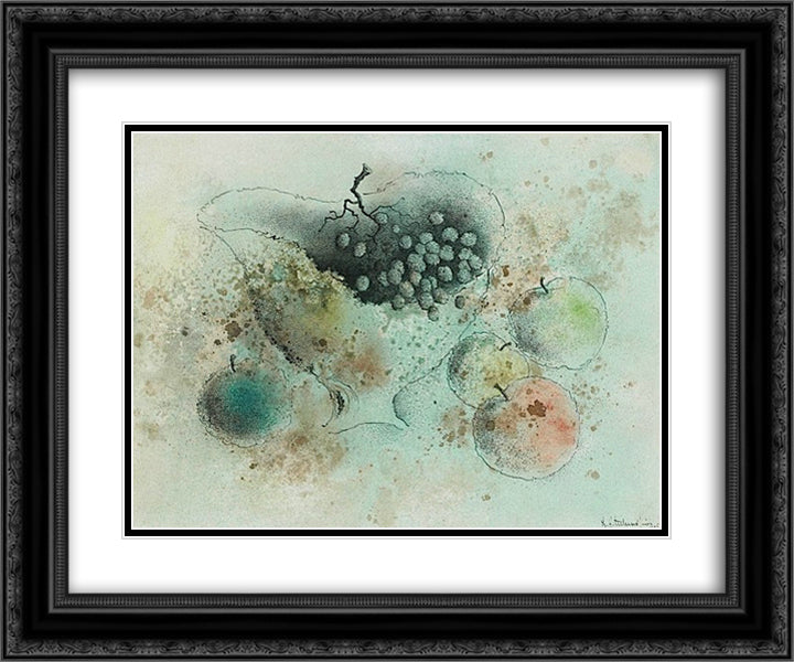 Nature morte a la coupe de fruits 24x20 Black Ornate Wood Framed Art Print Poster with Double Matting by Tutundjian, Leon Arthur