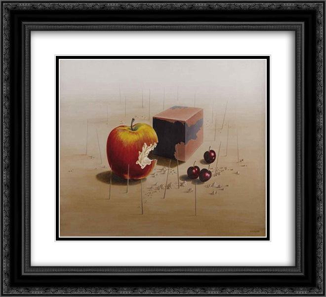 Pomme et cerise 22x20 Black Ornate Wood Framed Art Print Poster with Double Matting by Tutundjian, Leon Arthur