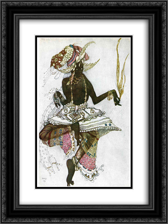 Arabic dancer 18x24 Black Ornate Wood Framed Art Print Poster with Double Matting by Bakst, Leon