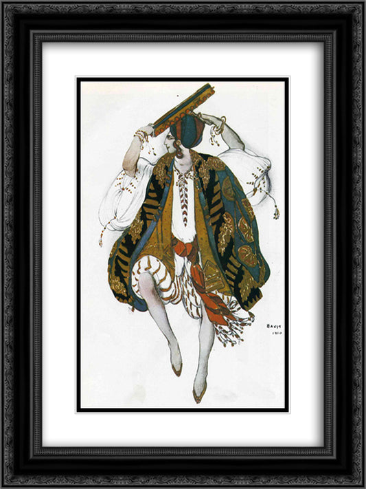 Cleopatre danse juive 18x24 Black Ornate Wood Framed Art Print Poster with Double Matting by Bakst, Leon