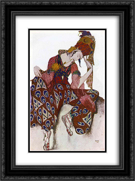 Costume Design for Nijinsky 18x24 Black Ornate Wood Framed Art Print Poster with Double Matting by Bakst, Leon