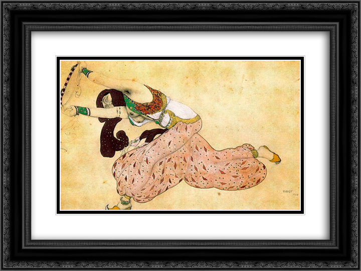 Costume Design for 'Scheherazade' 24x18 Black Ornate Wood Framed Art Print Poster with Double Matting by Bakst, Leon