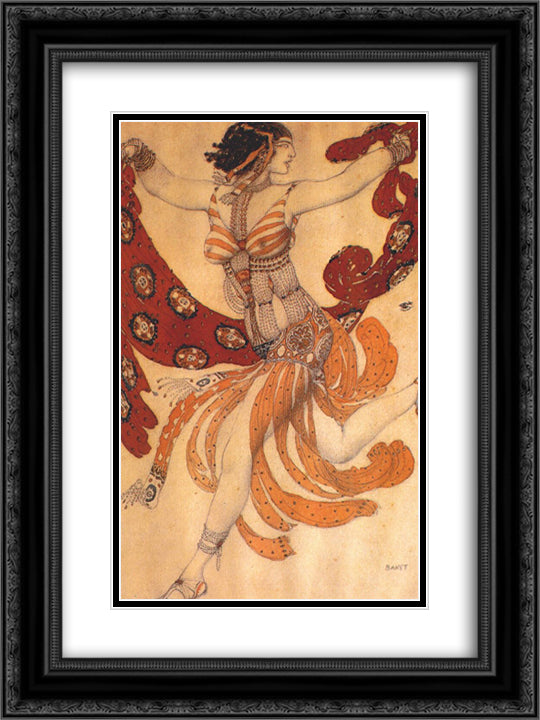 Costume design for the ballet Cleopatra 18x24 Black Ornate Wood Framed Art Print Poster with Double Matting by Bakst, Leon