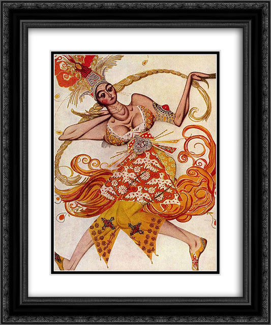 Costume design for The Firebird 20x24 Black Ornate Wood Framed Art Print Poster with Double Matting by Bakst, Leon