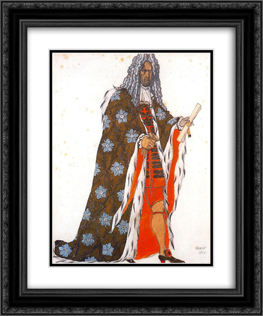 Costume design for The Master of Ceremonies, from Sleeping Beauty 20x24 Black Ornate Wood Framed Art Print Poster with Double Matting by Bakst, Leon
