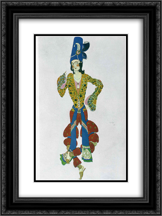 Costume for Nijinsky 18x24 Black Ornate Wood Framed Art Print Poster with Double Matting by Bakst, Leon