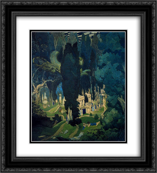 Elisium 20x22 Black Ornate Wood Framed Art Print Poster with Double Matting by Bakst, Leon