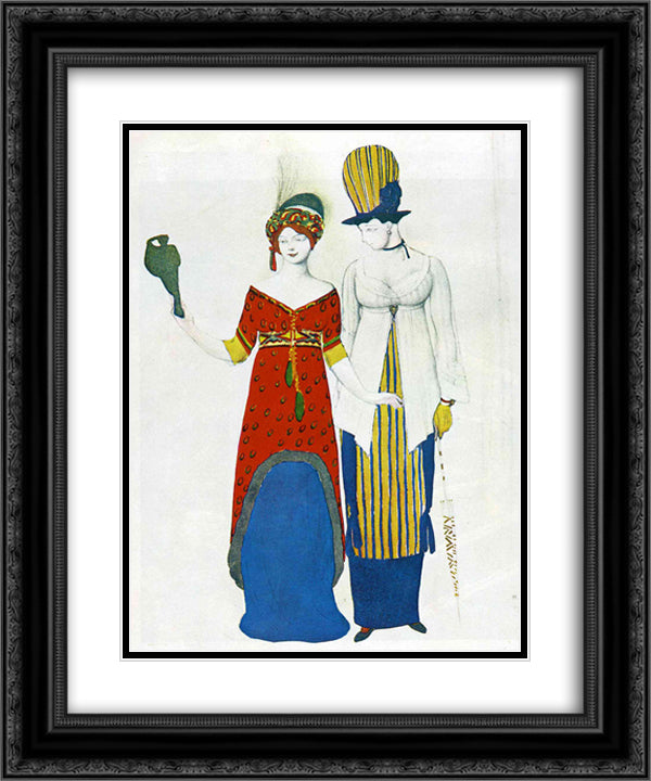 Fantasy on modern costume 20x24 Black Ornate Wood Framed Art Print Poster with Double Matting by Bakst, Leon