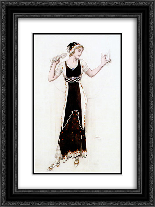 Fantasy on modern costume (atalanta) 18x24 Black Ornate Wood Framed Art Print Poster with Double Matting by Bakst, Leon