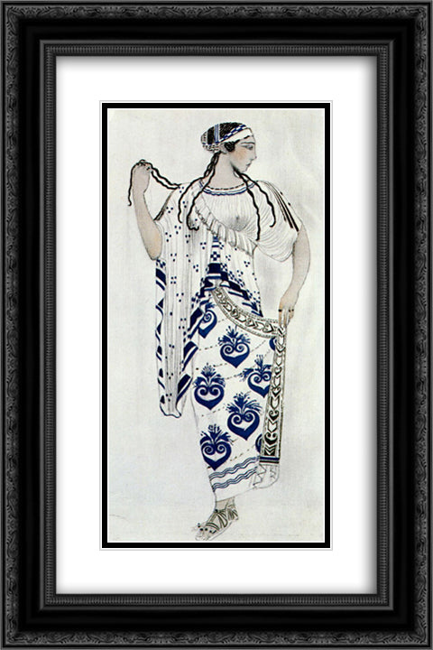 Helene de Sparte - costume for Ida Rubinstein as Helene 16x24 Black Ornate Wood Framed Art Print Poster with Double Matting by Bakst, Leon