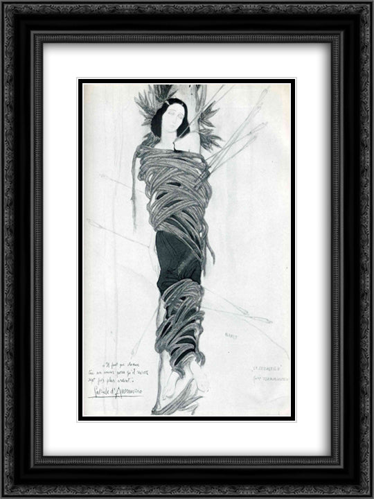 Ida Rubinstein 18x24 Black Ornate Wood Framed Art Print Poster with Double Matting by Bakst, Leon
