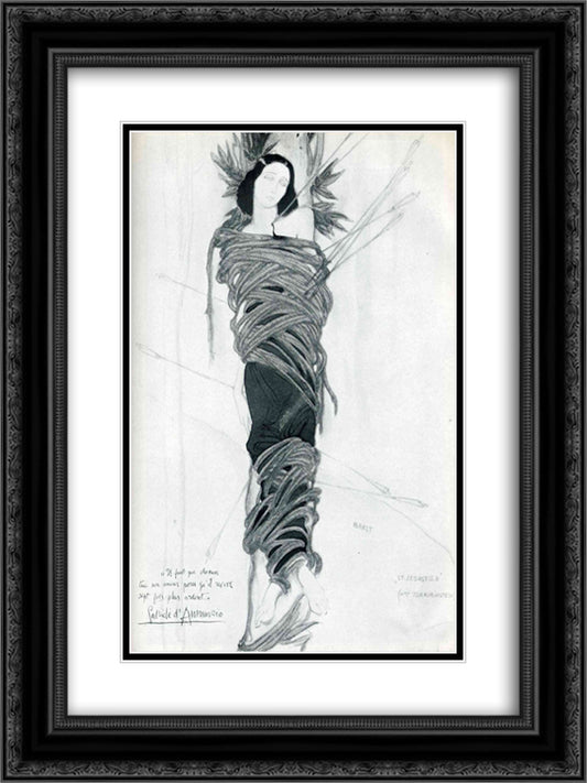Ida Rubinstein 18x24 Black Ornate Wood Framed Art Print Poster with Double Matting by Bakst, Leon