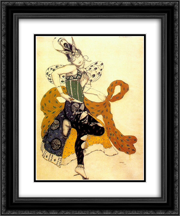 La peri Natasha Trouhanova as the Peri 20x24 Black Ornate Wood Framed Art Print Poster with Double Matting by Bakst, Leon
