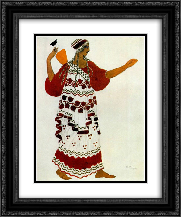 L'apres midi d'un faune, a nymph 20x24 Black Ornate Wood Framed Art Print Poster with Double Matting by Bakst, Leon