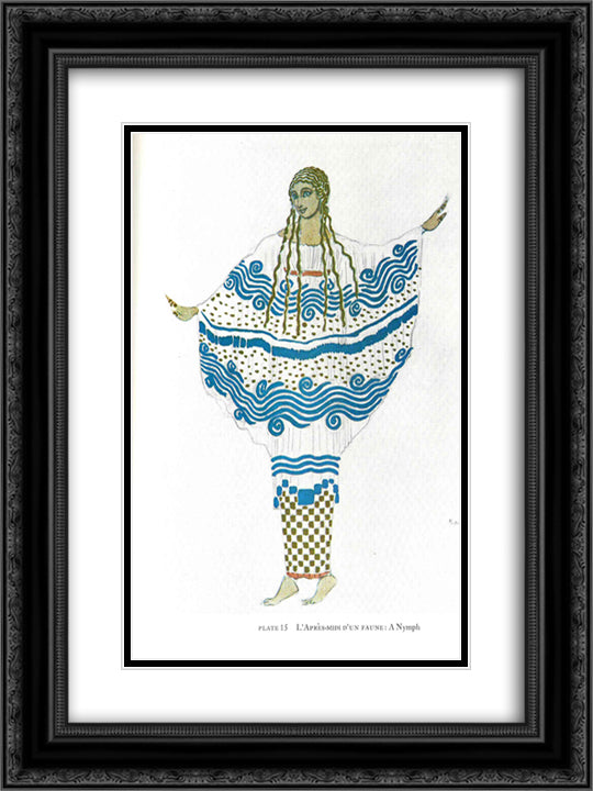 L'apres midi d'un faune, another nymph 18x24 Black Ornate Wood Framed Art Print Poster with Double Matting by Bakst, Leon