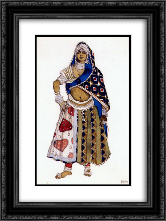 Le dieu bleu bayadere 18x24 Black Ornate Wood Framed Art Print Poster with Double Matting by Bakst, Leon