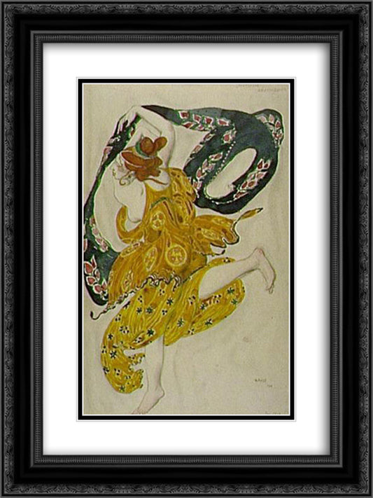 Narcisse -Boeotian 18x24 Black Ornate Wood Framed Art Print Poster with Double Matting by Bakst, Leon