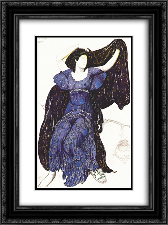 Narcisse- Nymph Echo 18x24 Black Ornate Wood Framed Art Print Poster with Double Matting by Bakst, Leon
