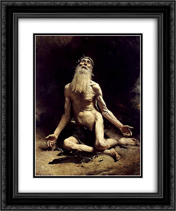 Job 20x24 Black Ornate Wood Framed Art Print Poster with Double Matting by Bonnat, Leon