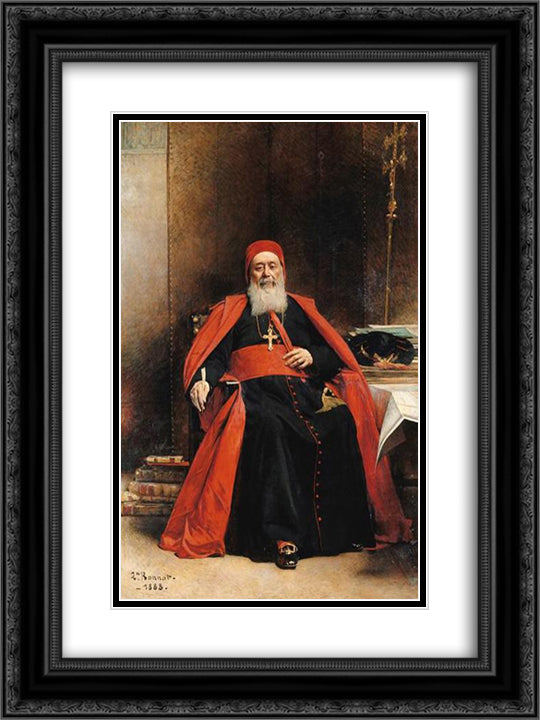 Le cardinal Charles Lavigerie 18x24 Black Ornate Wood Framed Art Print Poster with Double Matting by Bonnat, Leon