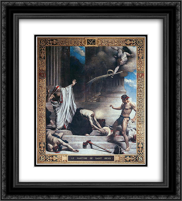 Martyrdom of St. Denis 20x22 Black Ornate Wood Framed Art Print Poster with Double Matting by Bonnat, Leon