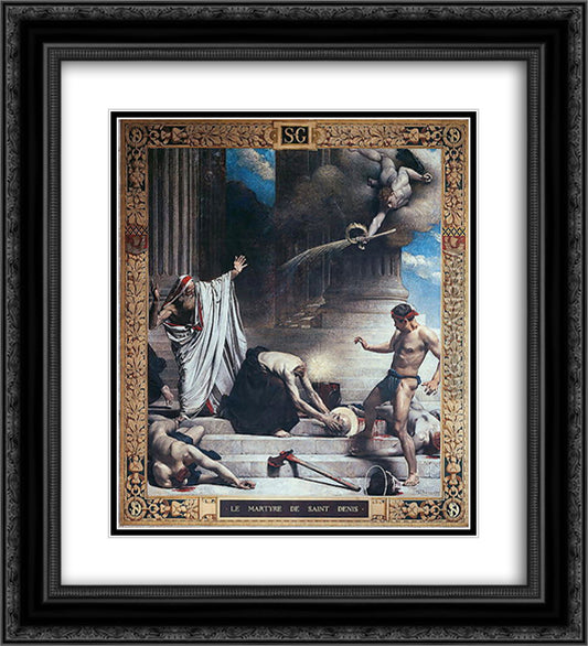 Martyrdom of St. Denis 20x22 Black Ornate Wood Framed Art Print Poster with Double Matting by Bonnat, Leon