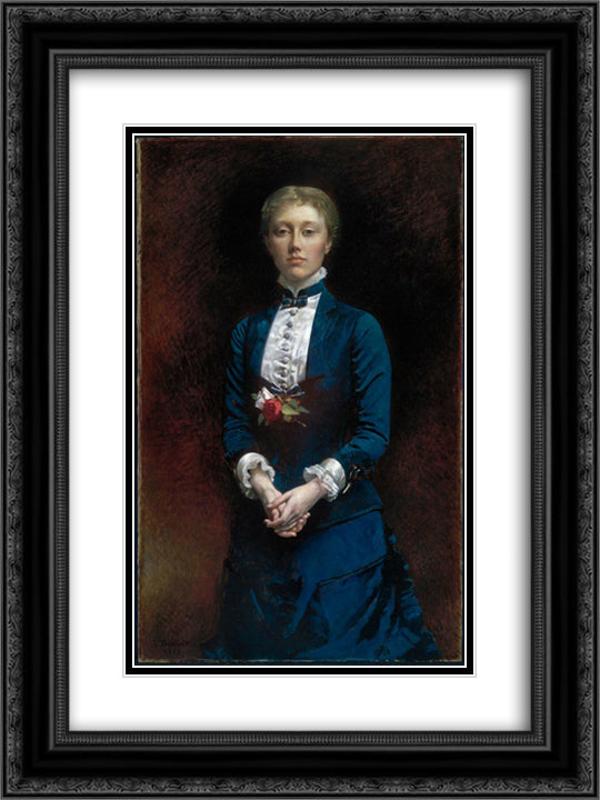 MARY SEARS (LATER MRS. FRANCIS SHAW) 18x24 Black Ornate Wood Framed Art Print Poster with Double Matting by Bonnat, Leon