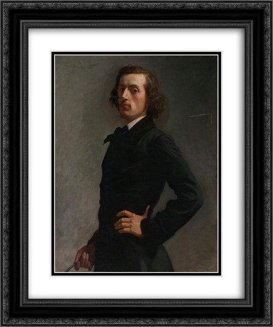 Portrait of Monsieur Allard 20x24 Black Ornate Wood Framed Art Print Poster with Double Matting by Bonnat, Leon