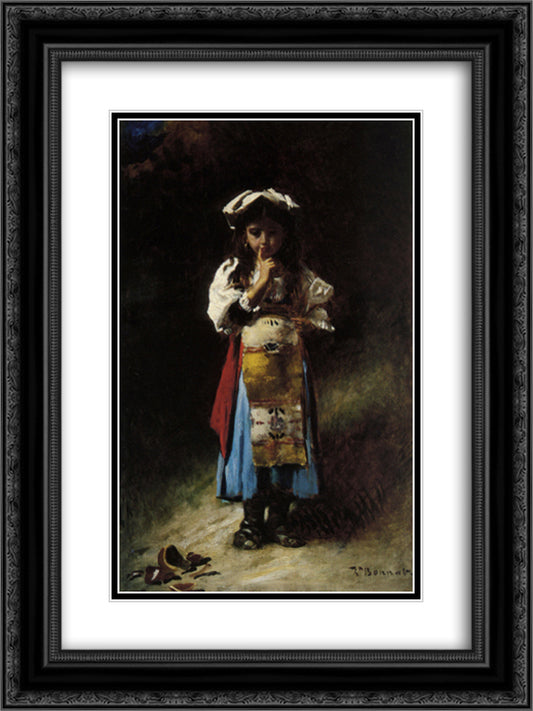 The Broken Jug 18x24 Black Ornate Wood Framed Art Print Poster with Double Matting by Bonnat, Leon