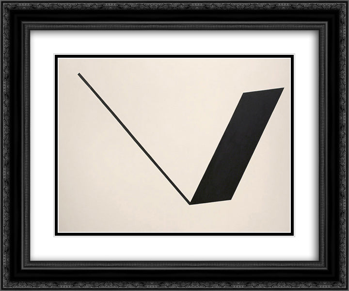 Big Space - Black Line 24x20 Black Ornate Wood Framed Art Print Poster with Double Matting by Polk Smith, Leon