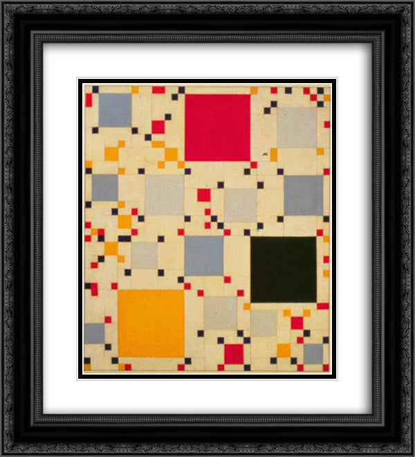 Homage to Victory Boogie - Woogie #1 20x22 Black Ornate Wood Framed Art Print Poster with Double Matting by Polk Smith, Leon