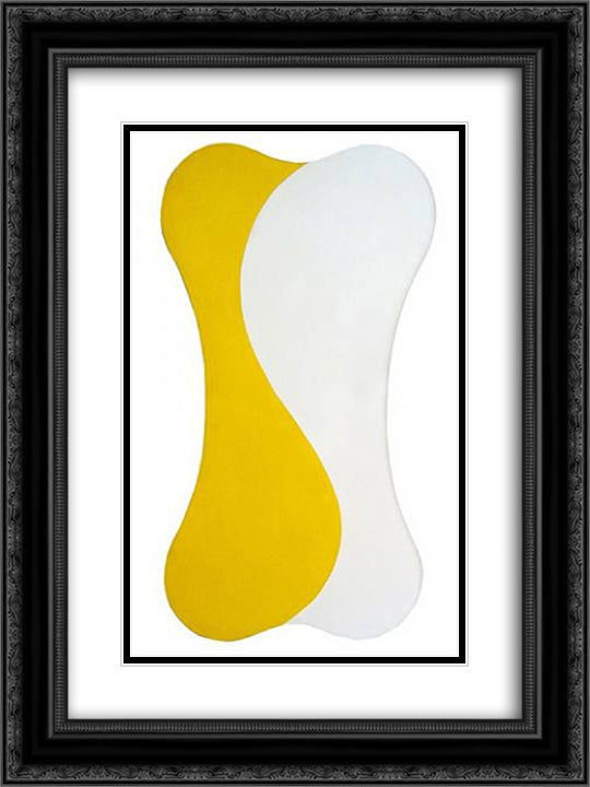 Yellow White [Sun] 18x24 Black Ornate Wood Framed Art Print Poster with Double Matting by Polk Smith, Leon