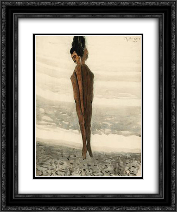 L'elevation 20x24 Black Ornate Wood Framed Art Print Poster with Double Matting by Spilliaert, Leon