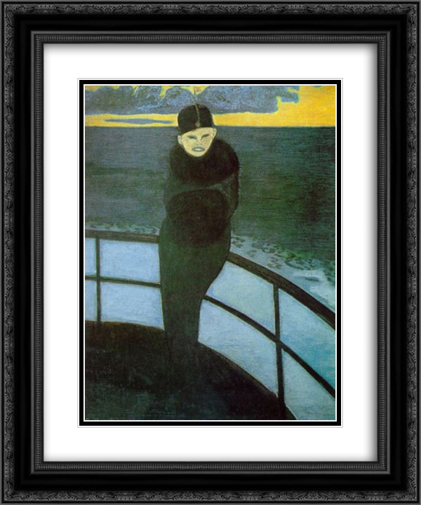The Crossing 20x24 Black Ornate Wood Framed Art Print Poster with Double Matting by Spilliaert, Leon