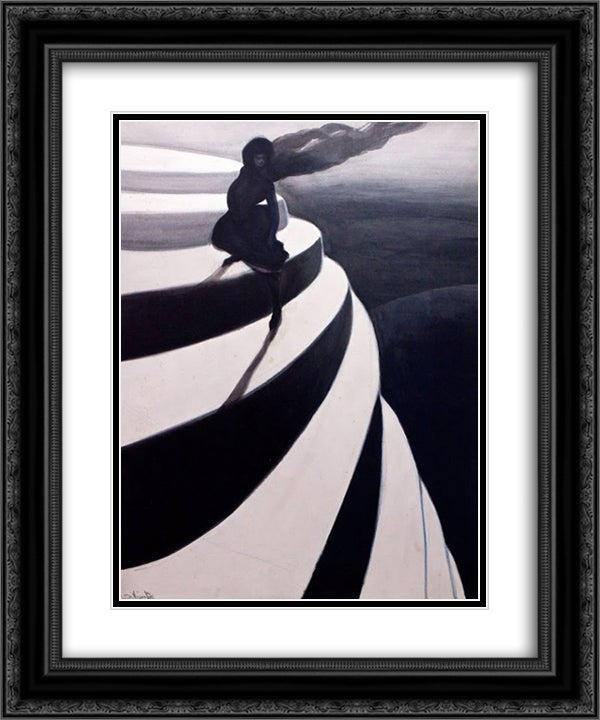 Vertigo 20x24 Black Ornate Wood Framed Art Print Poster with Double Matting by Spilliaert, Leon