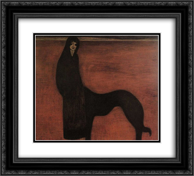 Young Woman and Dog 22x20 Black Ornate Wood Framed Art Print Poster with Double Matting by Spilliaert, Leon