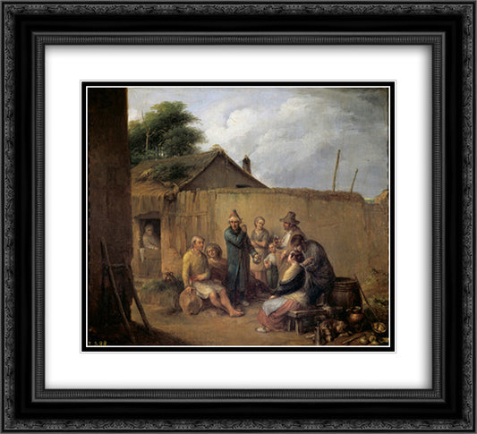 A Veteran Recounting His Adventures 22x20 Black Ornate Wood Framed Art Print Poster with Double Matting by Alenza, Leonardo