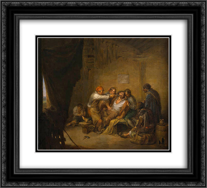 El sacamuelas 22x20 Black Ornate Wood Framed Art Print Poster with Double Matting by Alenza, Leonardo