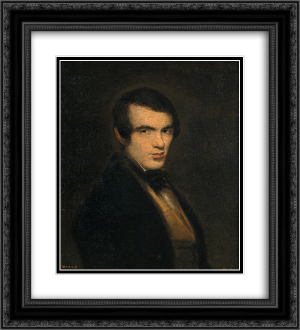 Portrait of a Gentleman 20x22 Black Ornate Wood Framed Art Print Poster with Double Matting by Alenza, Leonardo