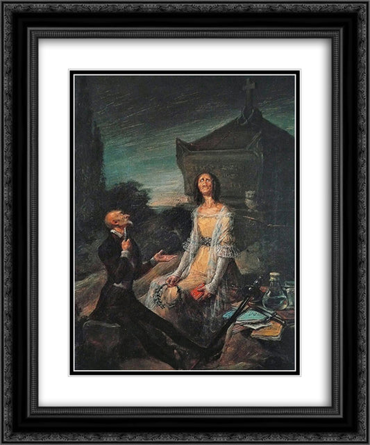 Satire of Suicide from Love 20x24 Black Ornate Wood Framed Art Print Poster with Double Matting by Alenza, Leonardo