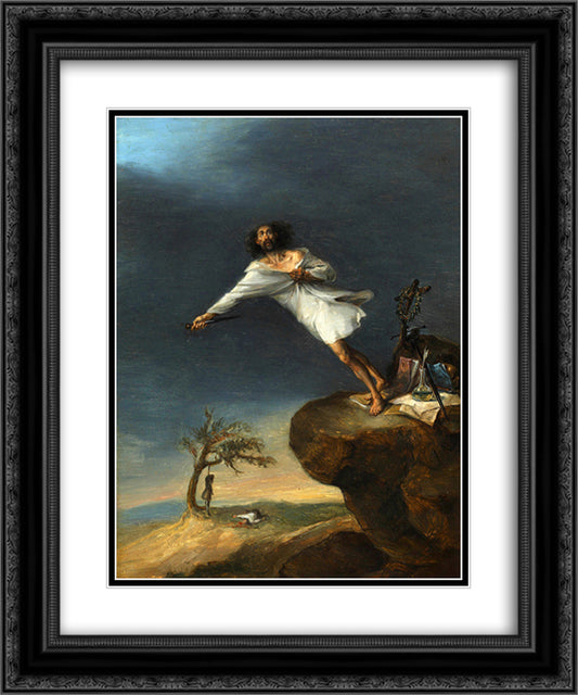 Satire of the Romantic Suicide 20x24 Black Ornate Wood Framed Art Print Poster with Double Matting by Alenza, Leonardo