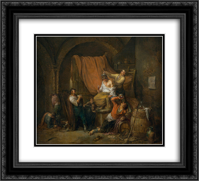 The Triumph of Bacchus 22x20 Black Ornate Wood Framed Art Print Poster with Double Matting by Alenza, Leonardo