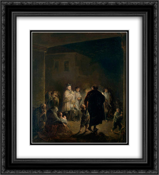 The viaticum 20x22 Black Ornate Wood Framed Art Print Poster with Double Matting by Alenza, Leonardo