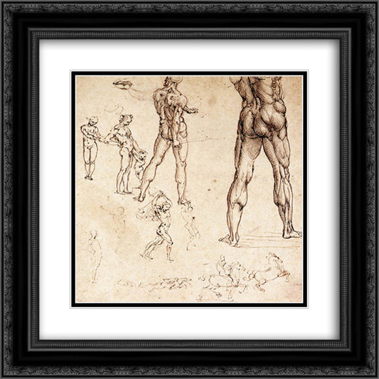 Anatomical studies 20x20 Black Ornate Wood Framed Art Print Poster with Double Matting by da Vinci, Leonardo