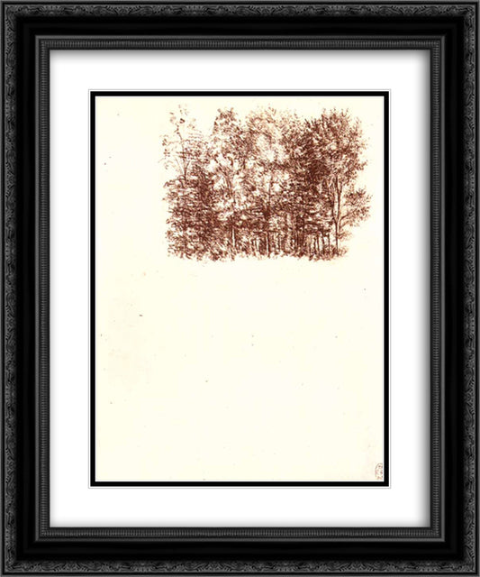 Birch copse 20x24 Black Ornate Wood Framed Art Print Poster with Double Matting by da Vinci, Leonardo