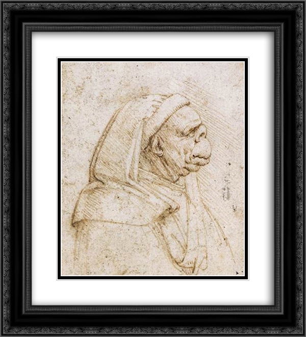 Caricature 20x22 Black Ornate Wood Framed Art Print Poster with Double Matting by da Vinci, Leonardo