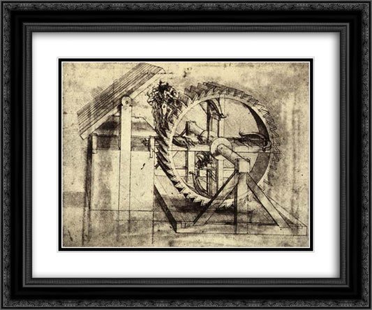 Crossbow Machine 24x20 Black Ornate Wood Framed Art Print Poster with Double Matting by da Vinci, Leonardo