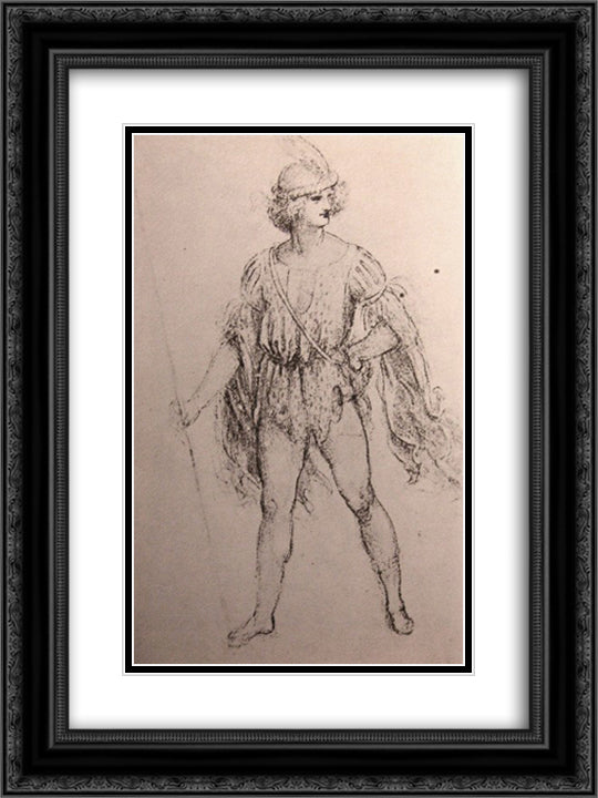 Drawing of a fancy dress costume 18x24 Black Ornate Wood Framed Art Print Poster with Double Matting by da Vinci, Leonardo
