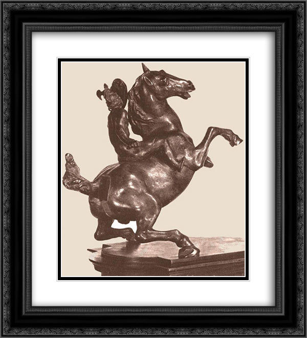Equestrian Statue 20x22 Black Ornate Wood Framed Art Print Poster with Double Matting by da Vinci, Leonardo